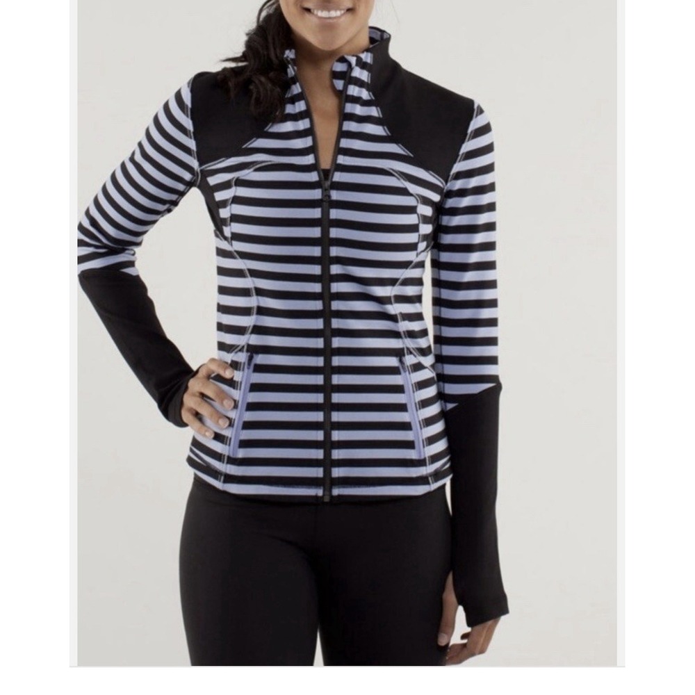 Lululemon Forme Jacket Sea Stripe Polar Haze Black Yoga Running Sz 6